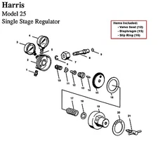 Harris Model 25 & 29 Regulator Rebuild/Repair Parts Kit w/ Diaphragm