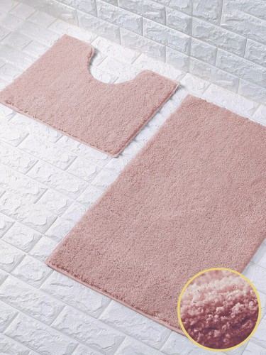 LUXUS GLÄNZEND FUNKELNDE BADEMATTE SOCKEL SET RUTSCHFEST BADEZIMMER WC TEPPICH 2 STCK. - Bild 12 von 38