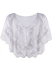 Womens Vintage 1920s Beaded Flapper Shawl Sequin Bolero Shrugs Evening Capele...