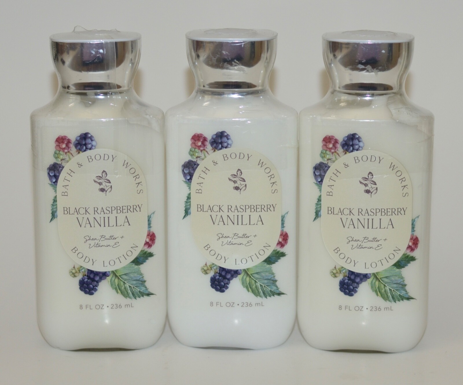 3 NEW BATH & BODY WORKS BLACK RASPBERRY VANILLA BODY LOTION CREAM HAND