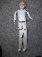 Antique tin head Minerva doll 1900's made Germany w/ leather body doll   Z30