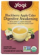 Yogi Organic Blackberry Apple Cider Digestive Awakening Caffeine Free Tea 16 C