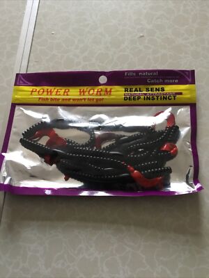 Sea fishing lures jelly Worms 5 black Fire Tail  Cod Pollock Bass Mackerel Lure