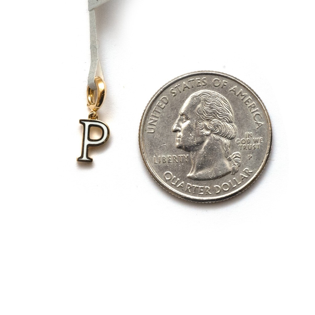 DAVID YURMAN New 8mm Petite Gold & Enamel P Initial Pendant Charm Enhancer  | eBay