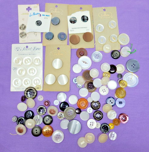 Vintage Shimmer Pearlescent Button Lot Plastic Glitter Transluscent