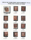 GB QV 1841 SG8M PENNY REDS NUMBERS 1 TO 12 IN MALTESE CROSS CAT £3000+ 12 STAMPS