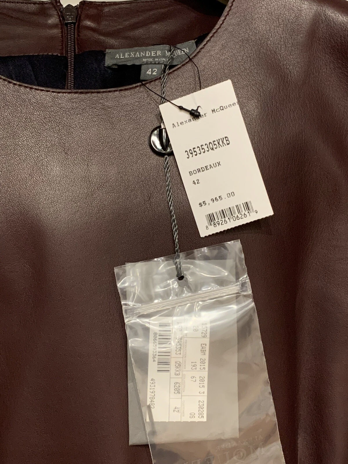 Autentico abito in pelle da passerella Alexander McQUEEN nuovo con etichette M IT42 $5965