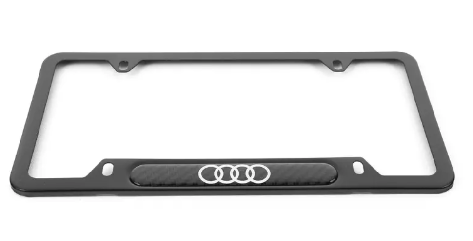 Genuine Audi Audi Rings License Plate CARBON FIBER GIFT SET Frame