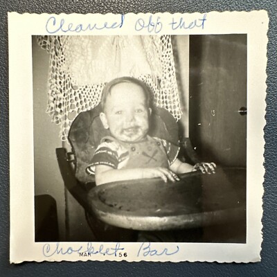  Cleaned off that Chocklet Bar  VINTAGE PHOTO Original 1956 Baby ests Chocolate