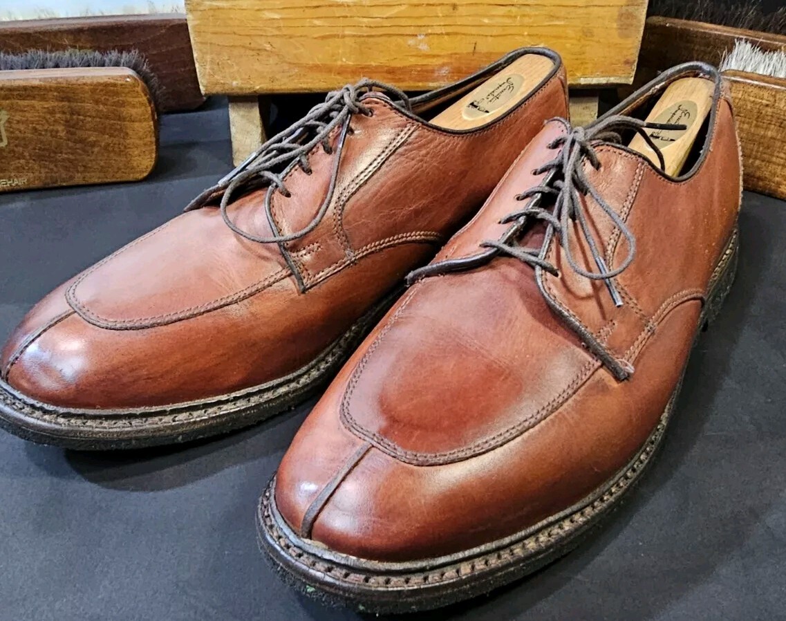 SAOLA Scarpe derby Allen Edmonds Ashton punta divisa uomo 11D marrone con suola in gomma riciclata