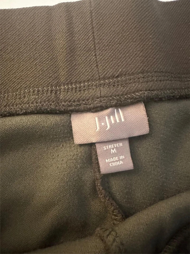 J. JILL Verde Oliva Marrón Punto Elástico Pantalón Cremallera Detalle Tobillo M/L Foto 3 de 4