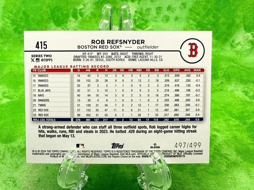 Rob Refsnyder /499 Green - 2024 Topps Series 2 #415 Boston Red Sox - Bild 2 von 11