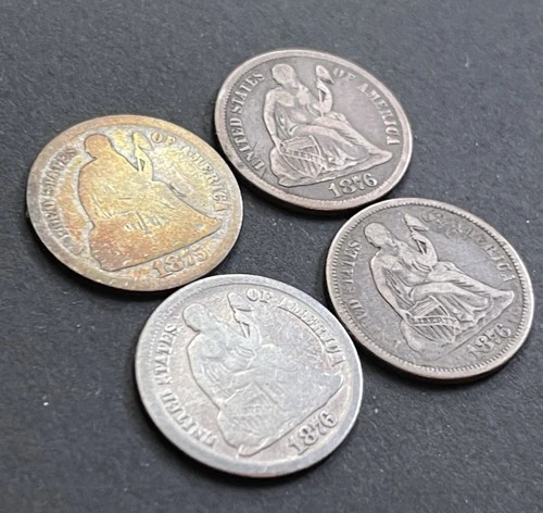 Lot Of Carson City Seated Liberty Dimes 1875 & 1876 CC Coins