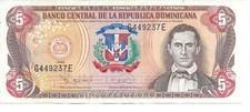 Geldschein Banknote Dominikanische Republik 5 Pesos 1996