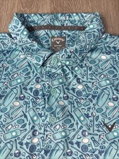 Callaway Opti Dri Polo Shirt Men's Blue Cocktail Print Golf Performance Sz XXL
