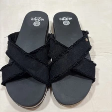 Vionic Beach Panama Slide Sandals Black Women's Size 9