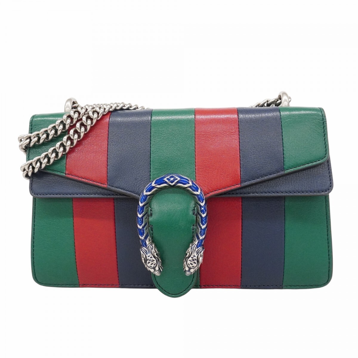GUCCI Shoulder Bag Dionysus 400249 Leather navy red green silver hardware 324630