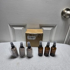 6 Pack 2oz Amber Glass Spray Bottles Fine Mist Sprayers Refillable Travel Size Q