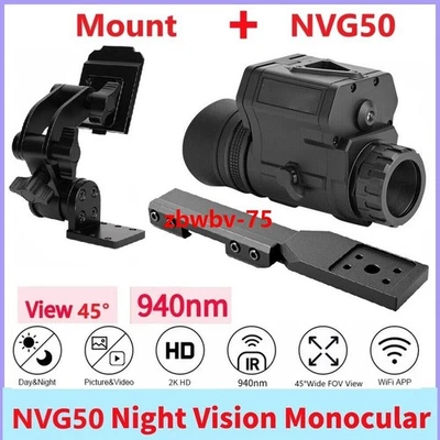 NEU NVG50 Helm Digital Nachtsicht 45° Brille Zielfernrohr WIFI 940nm IR Monokular - Bild 1 von 4