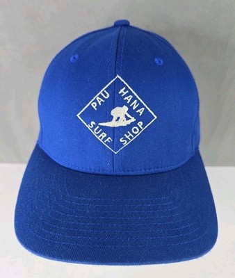 Pau Hana Surf Shop hat blue flex fit S/M Hawaii surfboards embroidered cap