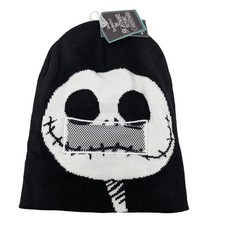Disney Nightmare Before Christmas Jack Skellington Roll-Down Beanie Hat Black