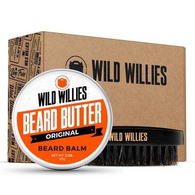 Beard Brush & Beard Balm Leave-In Conditioner Kit, Boar Bristles, Travel Size...