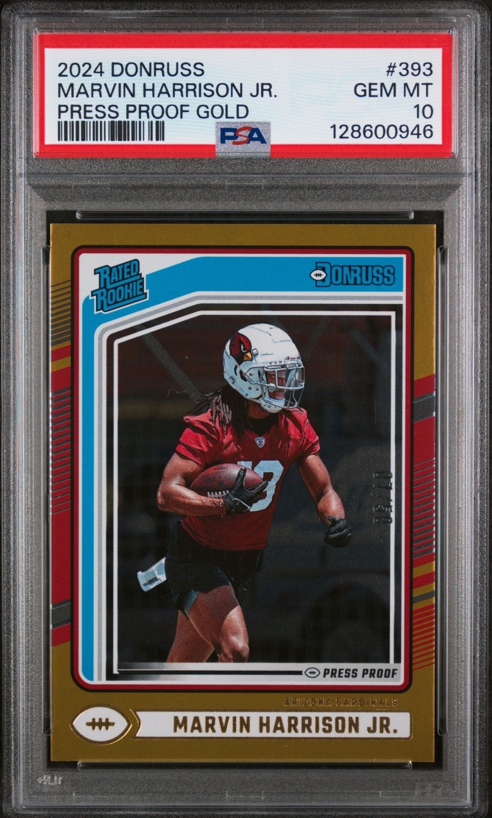 2024 Panini Donruss -Rookie Marvin Harrison Jr #393 Gold Press Proof /50 POP 3🔥