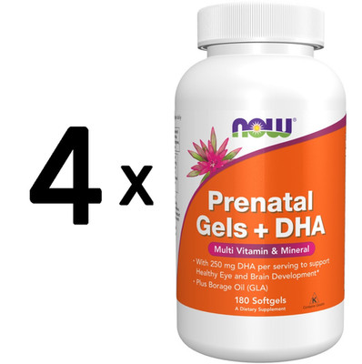 4 x NOW Foods Prenatal Gels + DHA - 180 Softgels (291,65 EUR/kg)