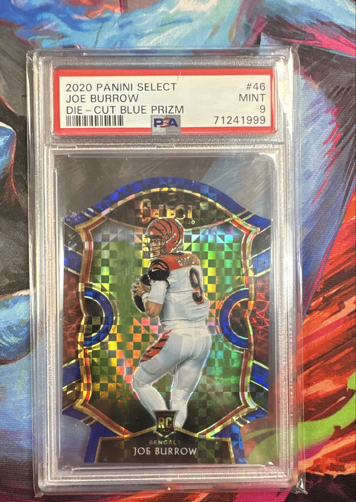 2020 Panini Select - Concourse Joe Burrow #46 Blue Prizm Die-Cut (RC) PSA 9 MINT