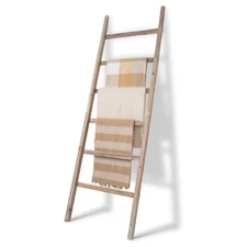 Blanket Ladder 6-Tier Towel Rack, Wooden Quilt Ladder Shelf for Home Decor, W...