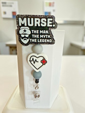 Retractable Beaded Badge Reel ID Card Holder-Male Nurse Theme