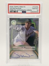 2025 Topps Tribute Jacob Wilson (RC) Green  /99 On-Card Auto PSA 10 *POP 3*