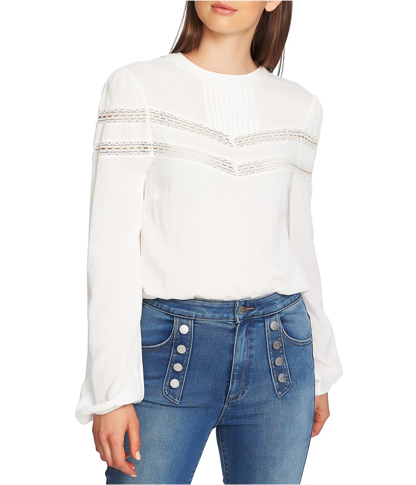 OFF WHITE 1.STATE Camicetta pullover donna a righe in pizzo bianco sporco S