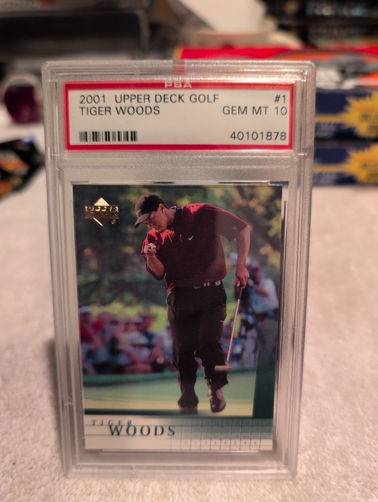2001 Upper Deck Golf Tiger Woods #1 Rookie Card PSA 10 Gem Mint HOF