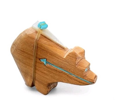 Donovan Laiwakete Zuni Bear Fetish Turquoise Heartline Medicine Bundle 4 