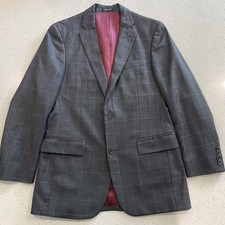 John Varvatos 100 Wool Blazer Mens 38 R Check Windowpane Plaid Premium Tailored