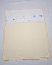 Carter's Baby Blanket Yellow Lamb Sheep Duck Bear Dog Puppy Striped Cotton Vtg