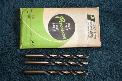 PTD 13/32'' HSCO Jobber Length Drills with Cobalt (3), Bright Finish, USA, NOS