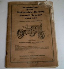 Vtg McCormick Deering FARMALL TRACTOR Model F-20 Instruction Book & Foldout