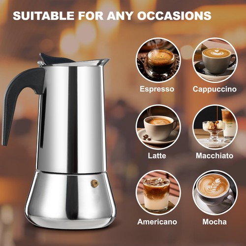 DITOSH 2 Cup Stovetop Espresso Maker Stainless Steel Moka Pot Stove Top Perco... - Picture 6 of 9