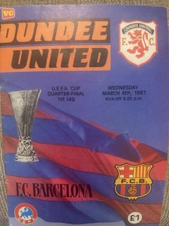 Dundee United V Barcelona UEFA Cup Q/F Programme 4th March 1987. VGC.