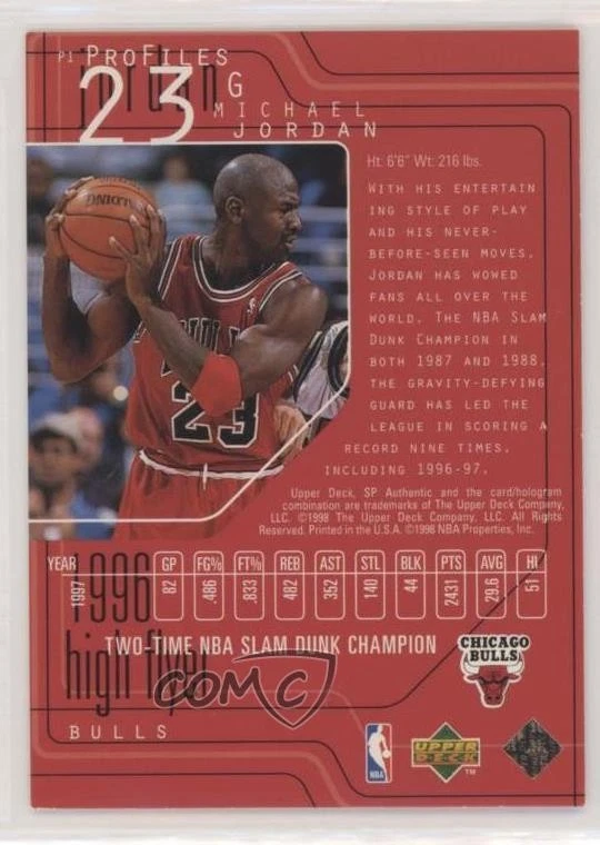 1997-98 SP Authentic Profiles Michael Jordan #P1 HOF - Image 2 of 2