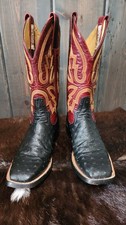 Rod Patrick Western Mens 7B Ostrich Full Quill Black Cowboy Boots Handmade USA