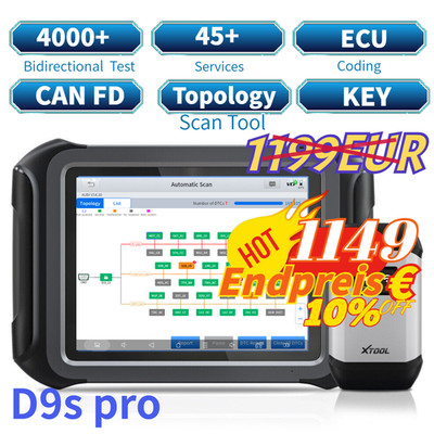 2026 XTOOL D9S PRO OBD2 Diagnosegerät ECU-Programmierung Schlüsselprogrammierer