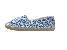 Sam Edelman Slip On Size 8 Verona Blue Leopard Print Canvas Espadrilles Flats