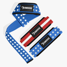 DMoose Weight Lifting Straps American Flag Deadlift Wrist Support Cotton Gym NEW