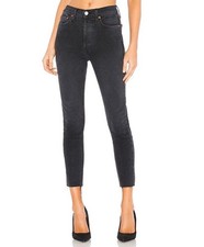 RE/DONE Originals High Rise Ankle Crop Jeans In Faded Black SZ 32 EUC