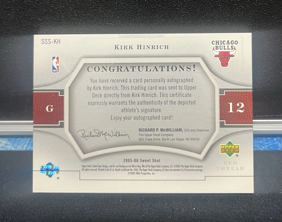 2005-06 SWEET SHOT ПОДПИСИ SPOT Кирк Хинрих автограф #d /10 R A R E! - Изображение 3 из 3
