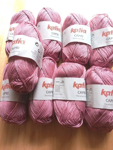 Lot De 11 Pelotes De Laine Katia Capri 100% Coton Mercerisé - Couleur Bleu Multicolore, Pour Crochet/tricot