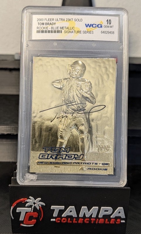 Fleer Ultra 2000 Tom Brady 23KT Gold Auto RC Blue Metallic WCG Graded